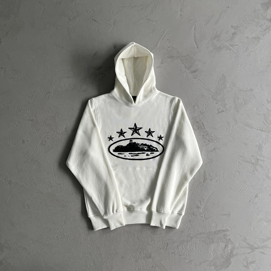 Corteiz 5 Starz Alcatraz Hoodie White