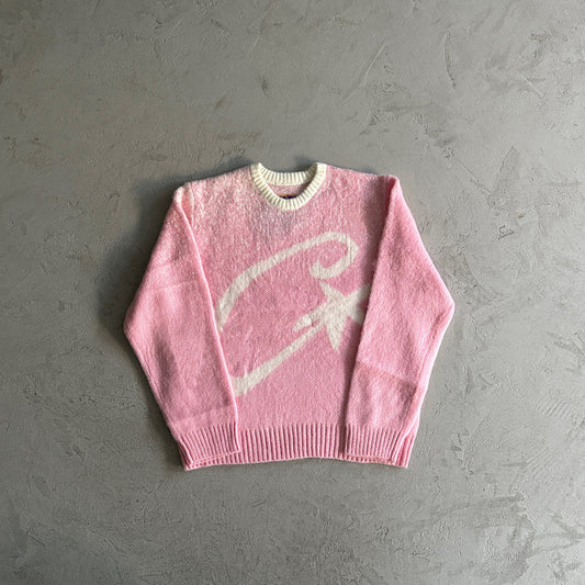 Corteiz C Star Gradient Mohair Knit Sweaters  Pink