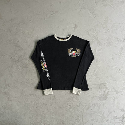 Corteiz Dipset Eagle Waffle Longsleeve Sweatshirt in Black