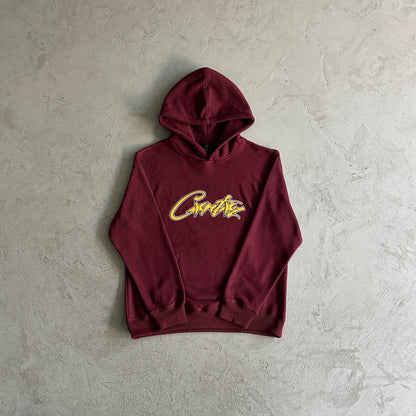 Corteiz Satin Applique Allstarz Hoodie Maroon