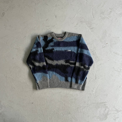 Corteiz C Star Gradient Mohair Knit Sweaters  deep ocean camo