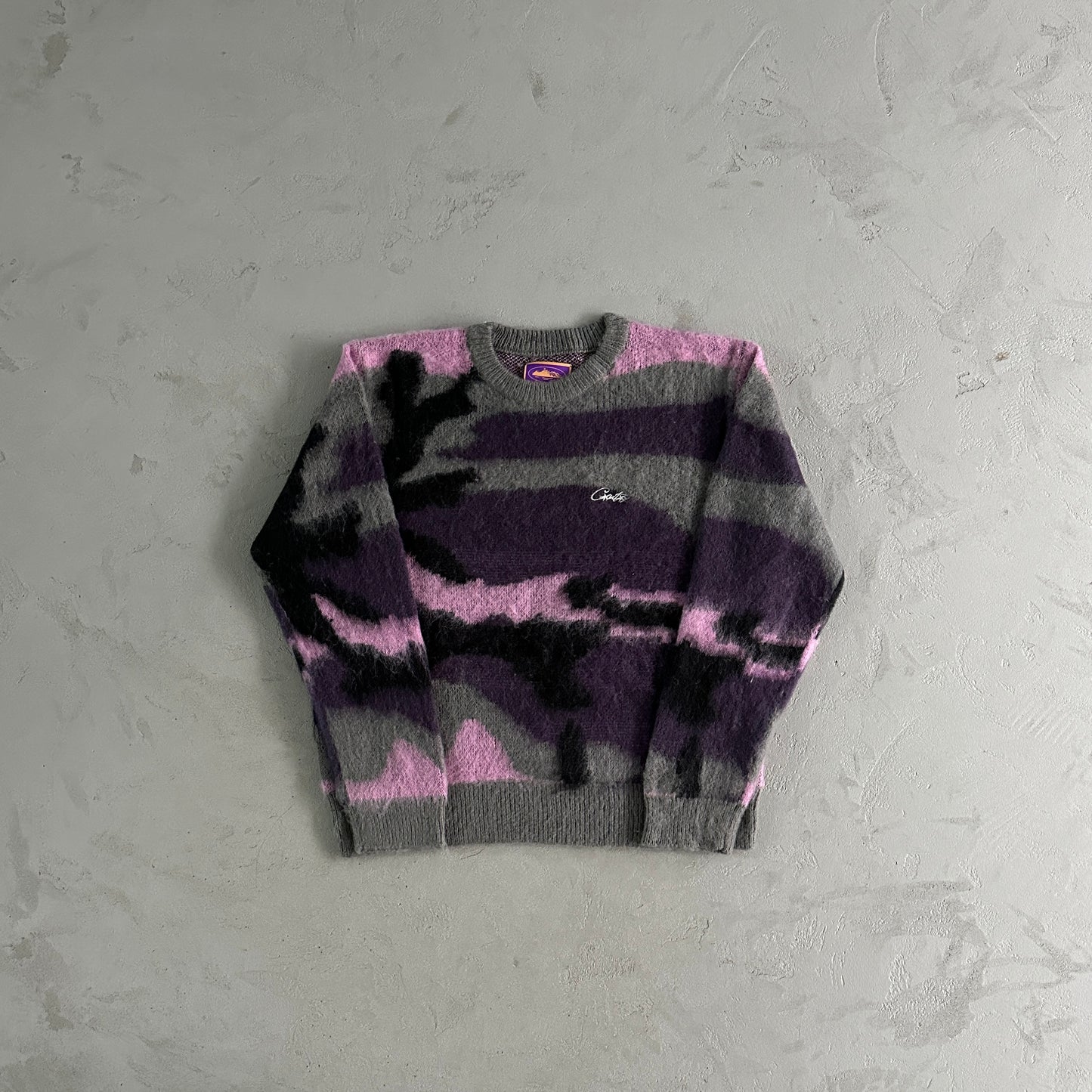 Corteiz C Star Gradient Mohair Purple Camo Knitted Jumper