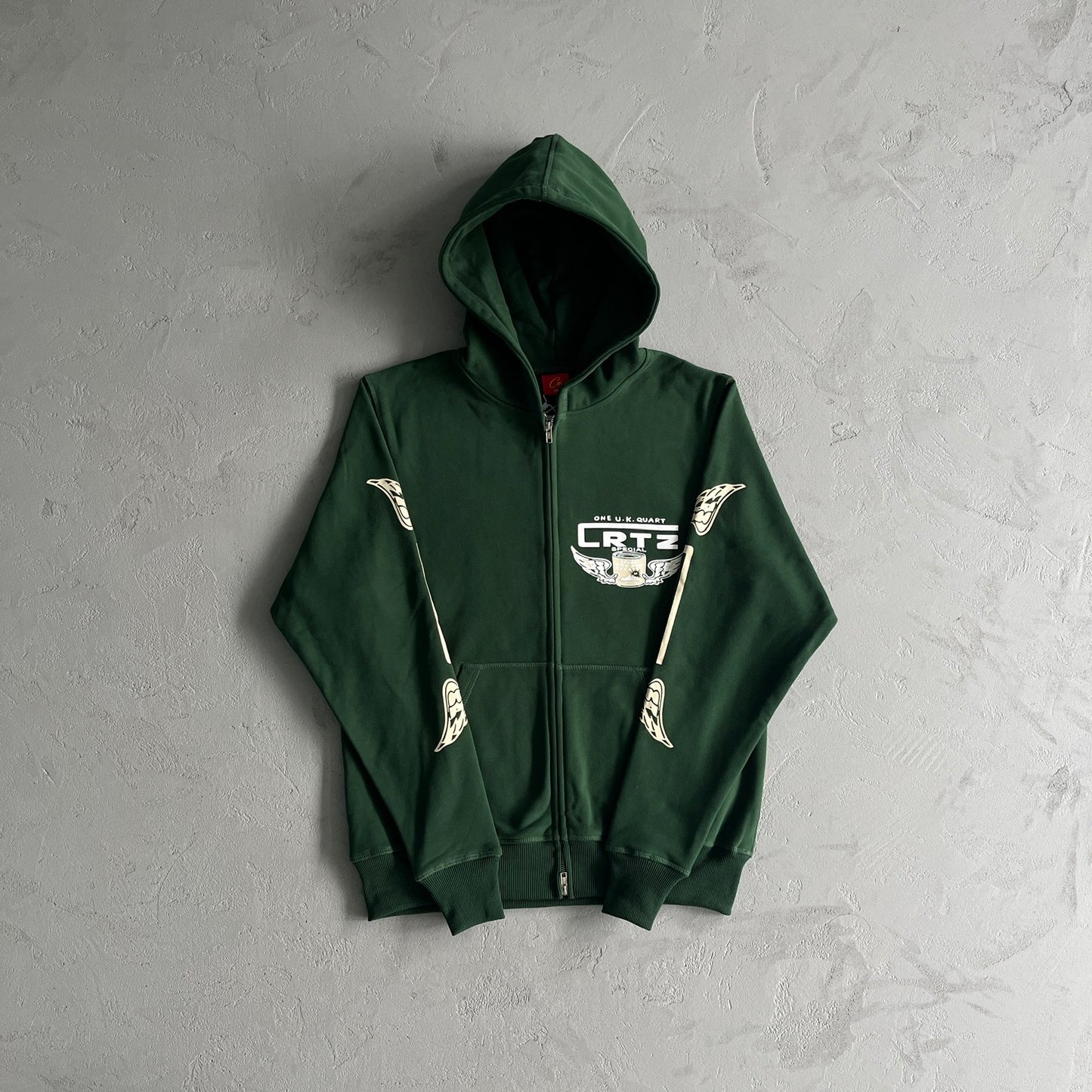 Corteiz Gasolina Double Zip Hoodie Green