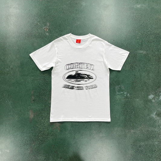 Corteiz Alcatraz White Black Blur T-Shirt