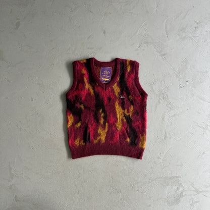 Corteiz Mohair Knit Red Yellow Black Camo Sweater Vest