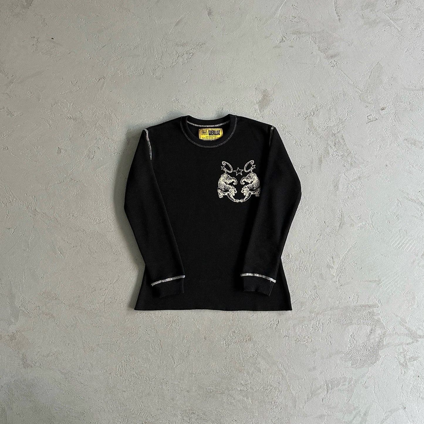 Corteiz Tiger Contrast Waffle Longsleeve Sweatshirt in Black