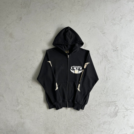 Corteiz Gasolina Double Zip Hoodie Black