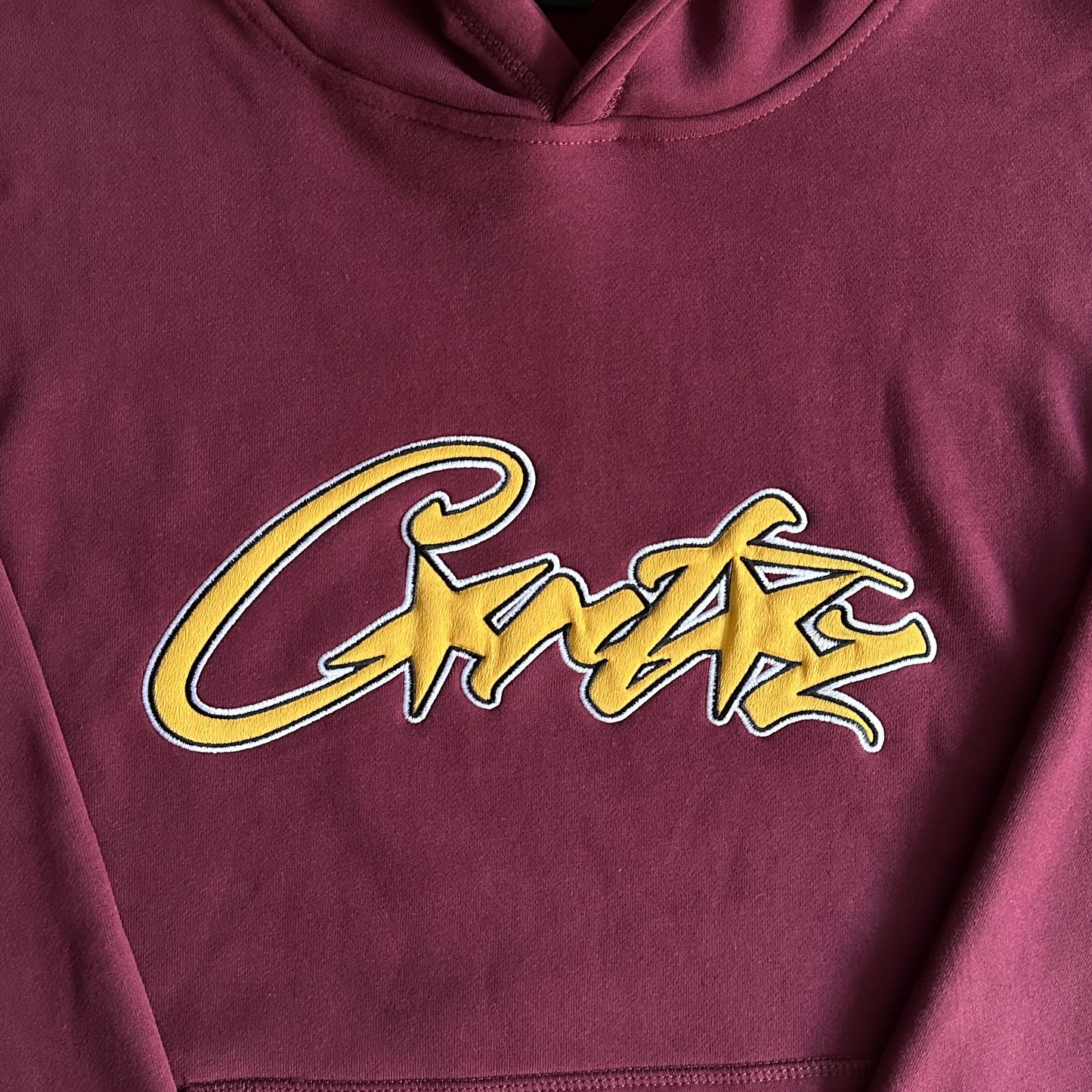 Corteiz Satin Applique Allstarz Hoodie Maroon