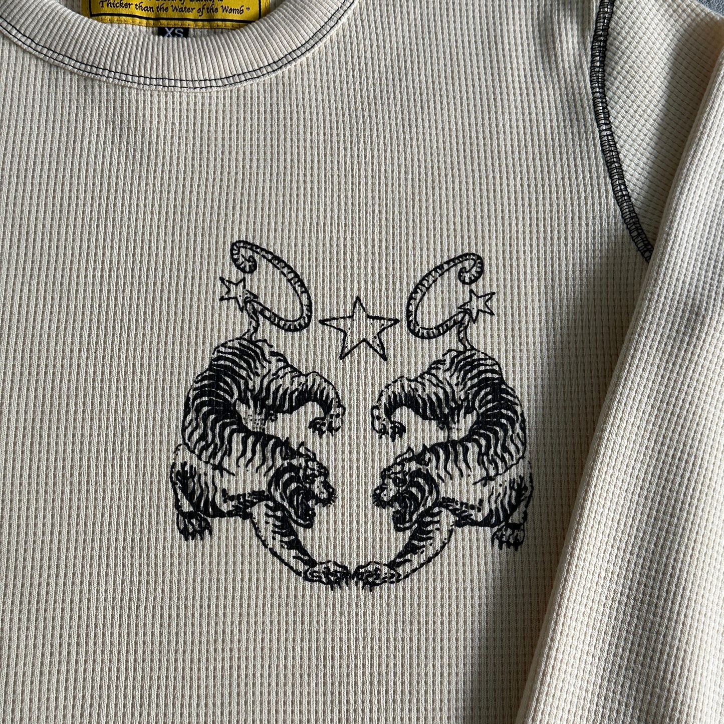 Corteiz Tiger Waffle Longsleeve Sweatshirt in Cream