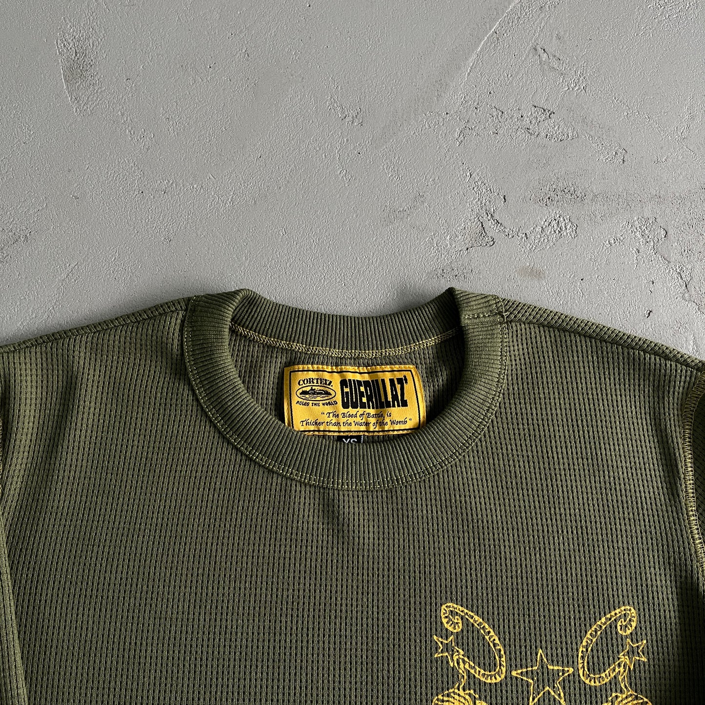 Corteiz Tiger Contrast Waffle Longsleeve Sweatshirt in Khaki