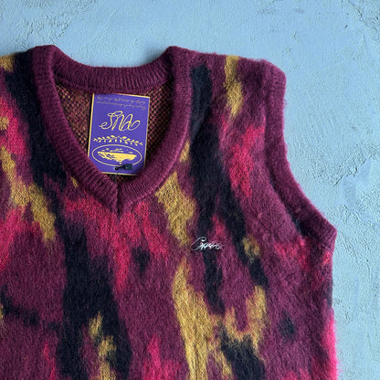 Corteiz Mohair Knit Red Yellow Black Camo Sweater Vest