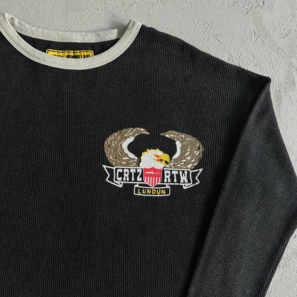 Corteiz Dipset Eagle Waffle Longsleeve Sweatshirt in Black