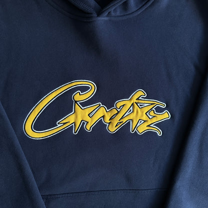 Corteiz Satin Applique Allstarz Hoodie Navy