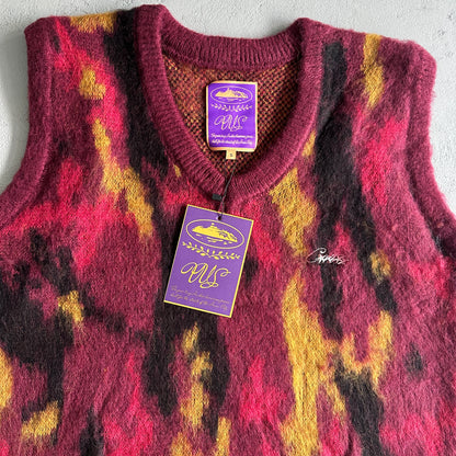 Corteiz Mohair Knit Red Yellow Black Camo Sweater Vest