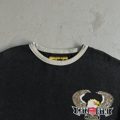 Corteiz Dipset Eagle Waffle Longsleeve Sweatshirt in Black