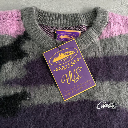 Corteiz C Star Gradient Mohair Purple Camo Knitted Jumper