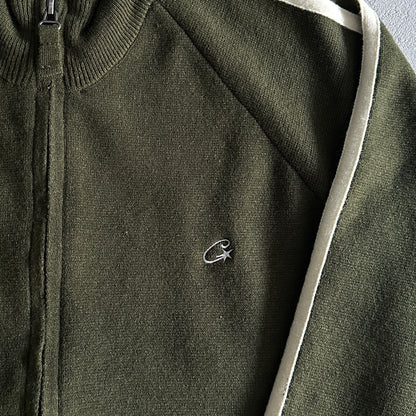 Corteiz VVS Heavy Knit zip up fleece-green