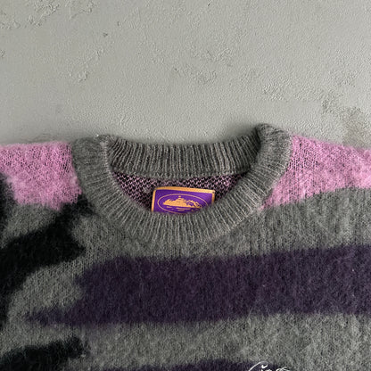 Corteiz C Star Gradient Mohair Purple Camo Knitted Jumper