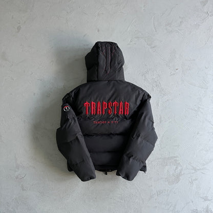 TRAPSTAR DECODED HOODED PUFFER 2.0 JACKET - BLACK/INFRARED