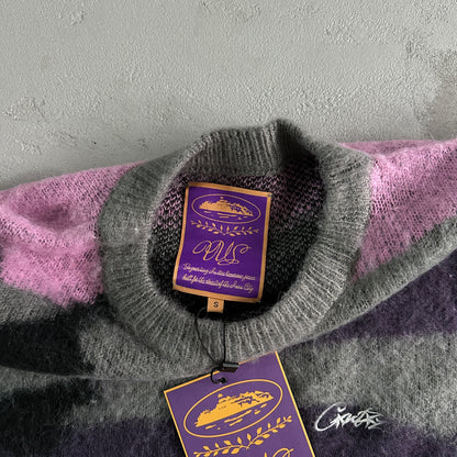 Corteiz C Star Gradient Mohair Purple Camo Knitted Jumper