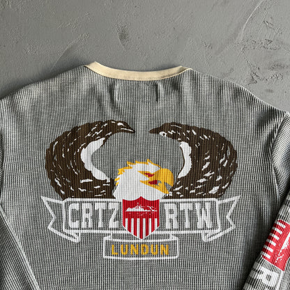 Corteiz Dipset Eagle Waffle Longsleeve Sweatshirt in Grey