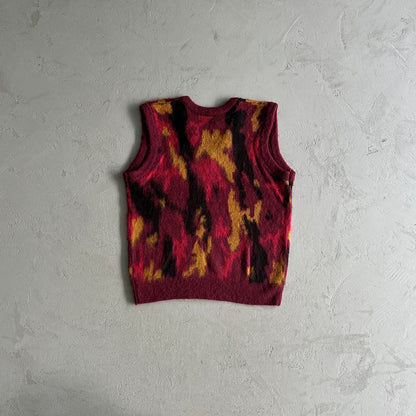 Corteiz Mohair Knit Red Yellow Black Camo Sweater Vest