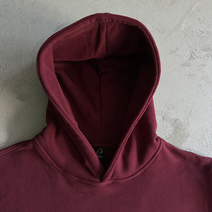 Corteiz Satin Applique Allstarz Hoodie Maroon