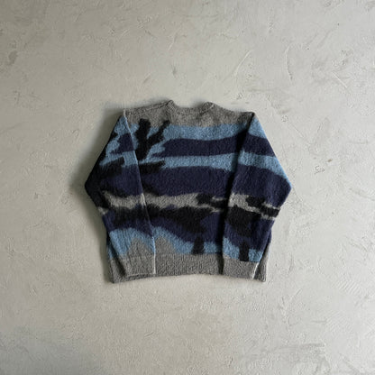 Corteiz C Star Gradient Mohair Knit Sweaters  deep ocean camo