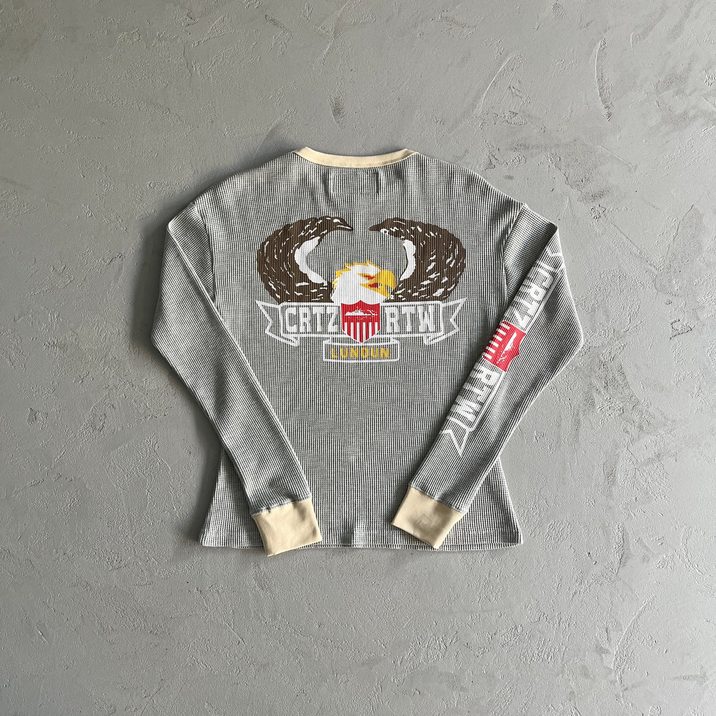 Corteiz Dipset Eagle Waffle Longsleeve Sweatshirt in Grey