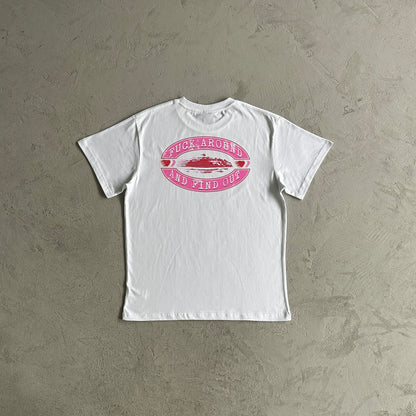 Corteiz Fuck Around T-Shirt  White/Pink