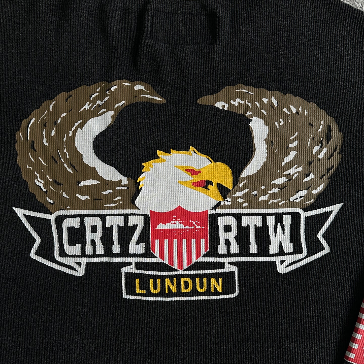 Corteiz Dipset Eagle Waffle Longsleeve Sweatshirt in Black