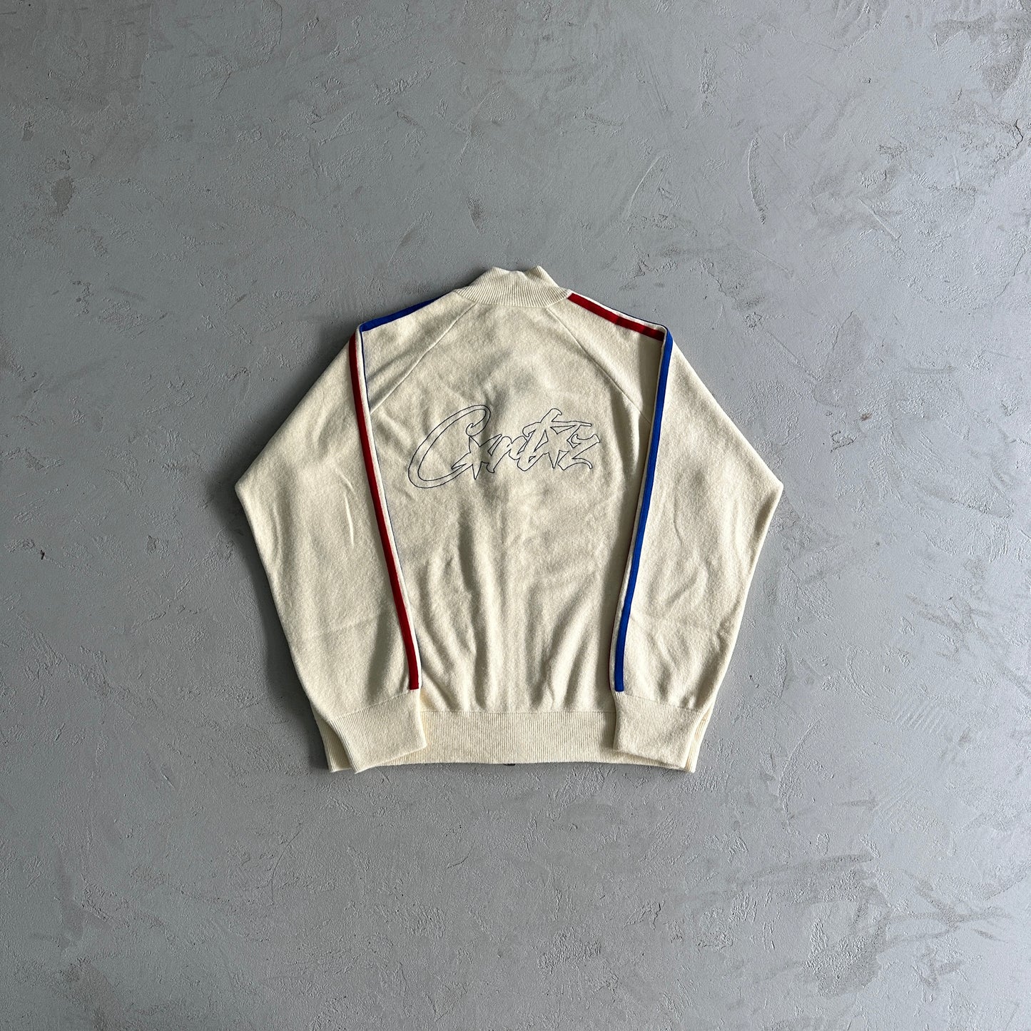 Corteiz VVS Heavy Knit zip up fleece-White