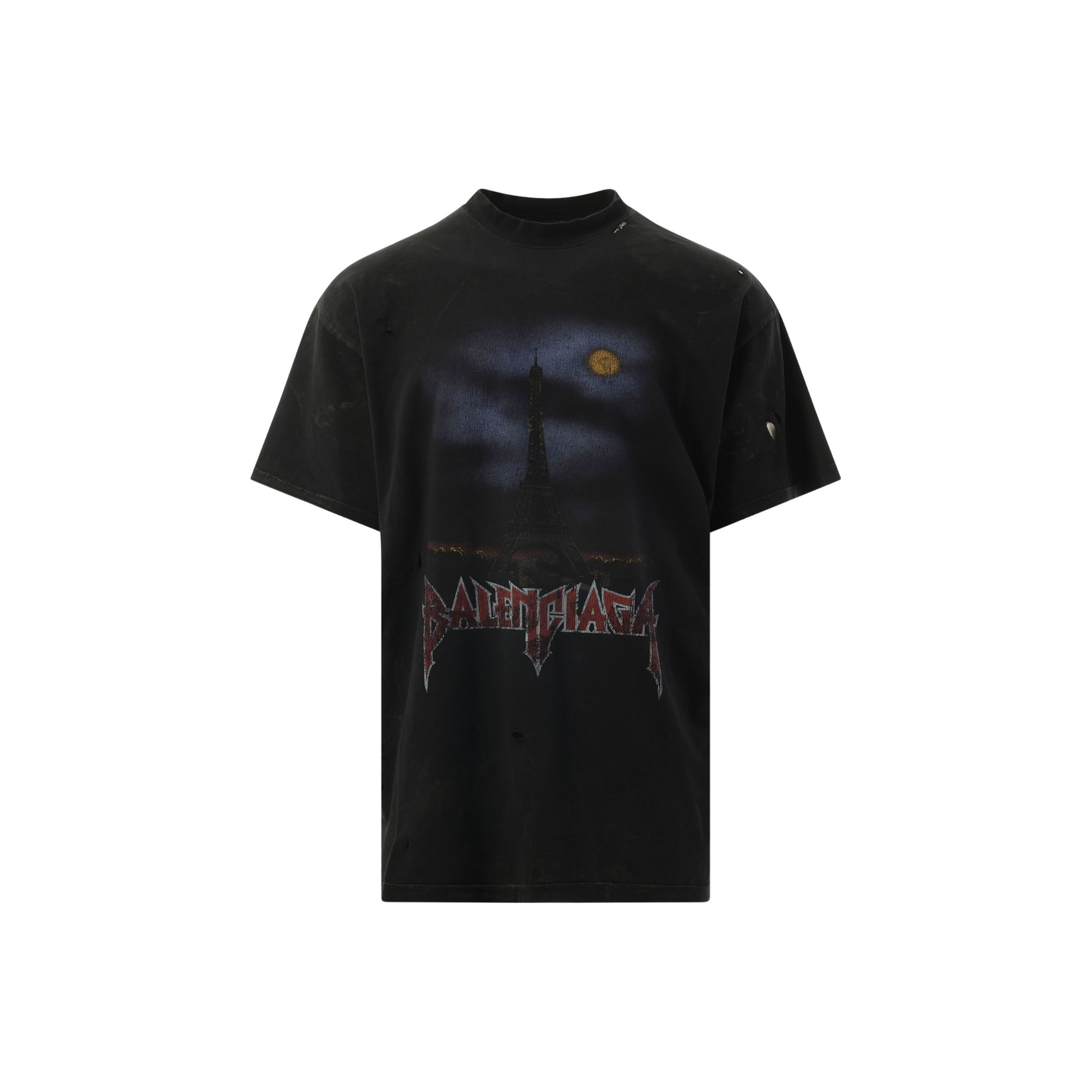 Balenciaga Paris Moon Oversized T-Shirt In Washed Black