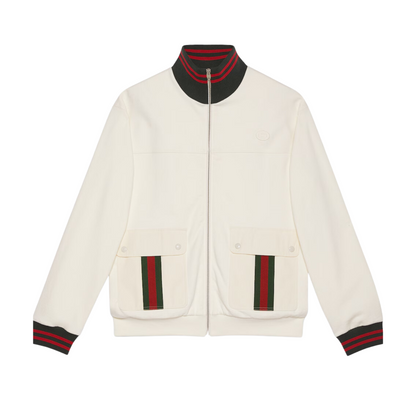 GUCCI COTTON JERSEY ZIP JACKET WITH WEB