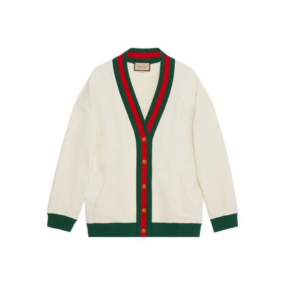 GUCCI COTTON JERSEY CARDIGAN WITH WEB