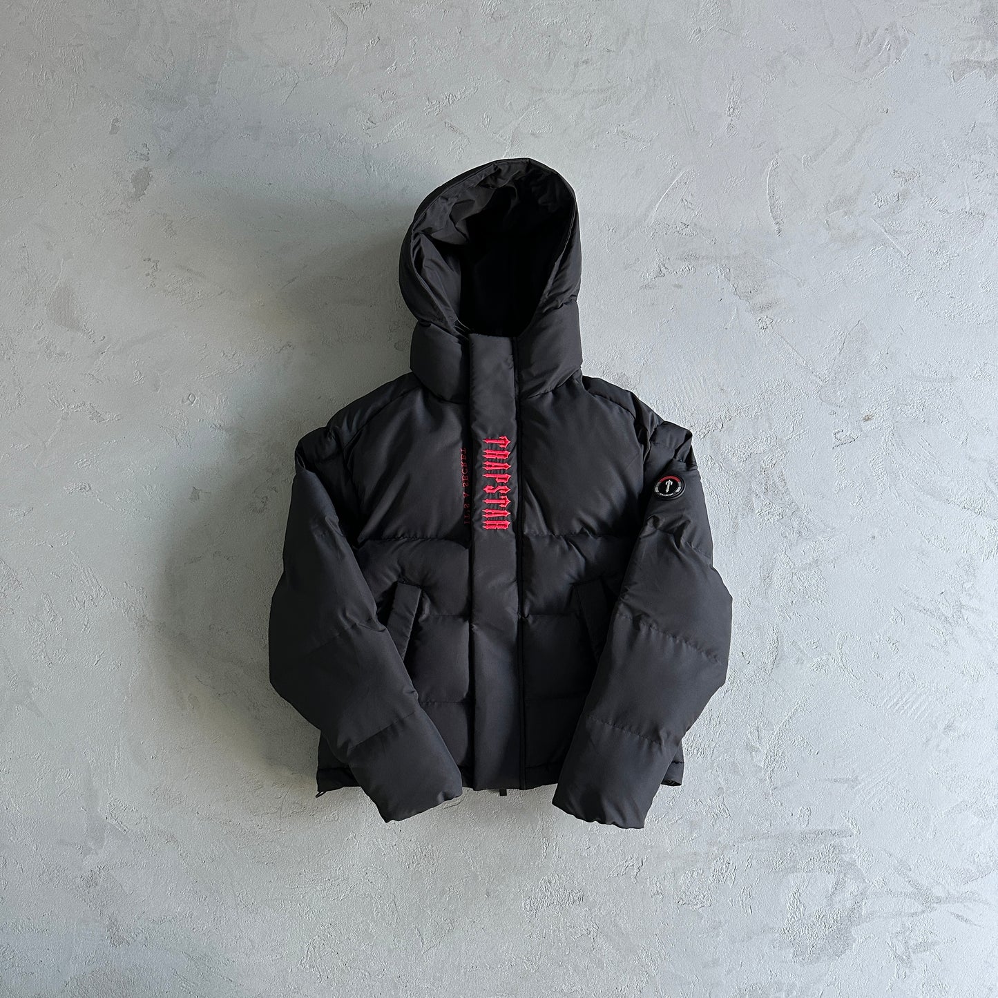 TRAPSTAR DECODED HOODED PUFFER 2.0 JACKET - BLACK/INFRARED