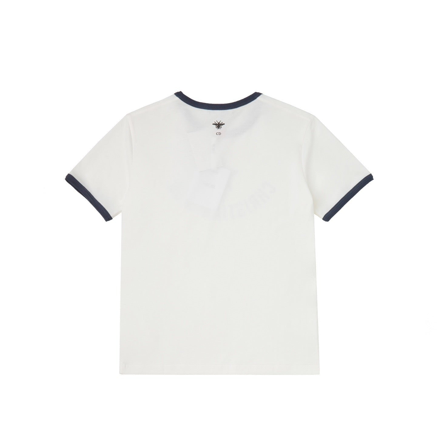 DIOR Dioriviera T-Shirt Ecru and Navy Blue Cotton Jersey