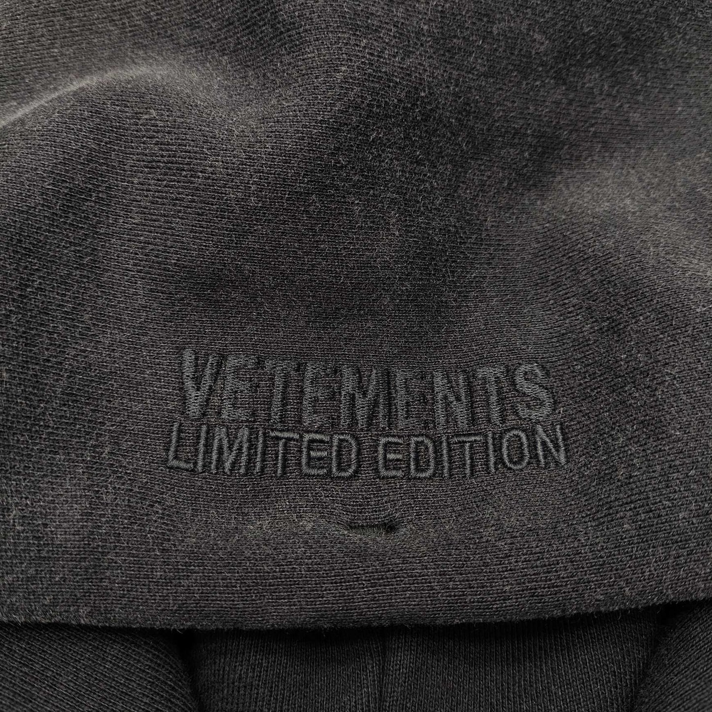 VETEMENTS Black 'My Name' Sticker Cropped Boxy Hoodie