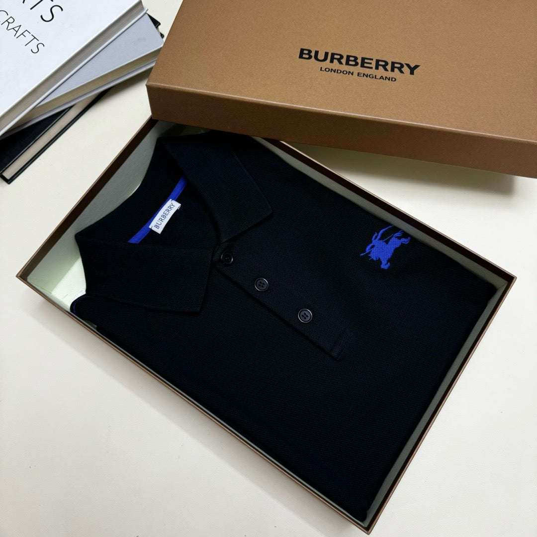 BURBERRY COTTON POLO SHIRT BLACK