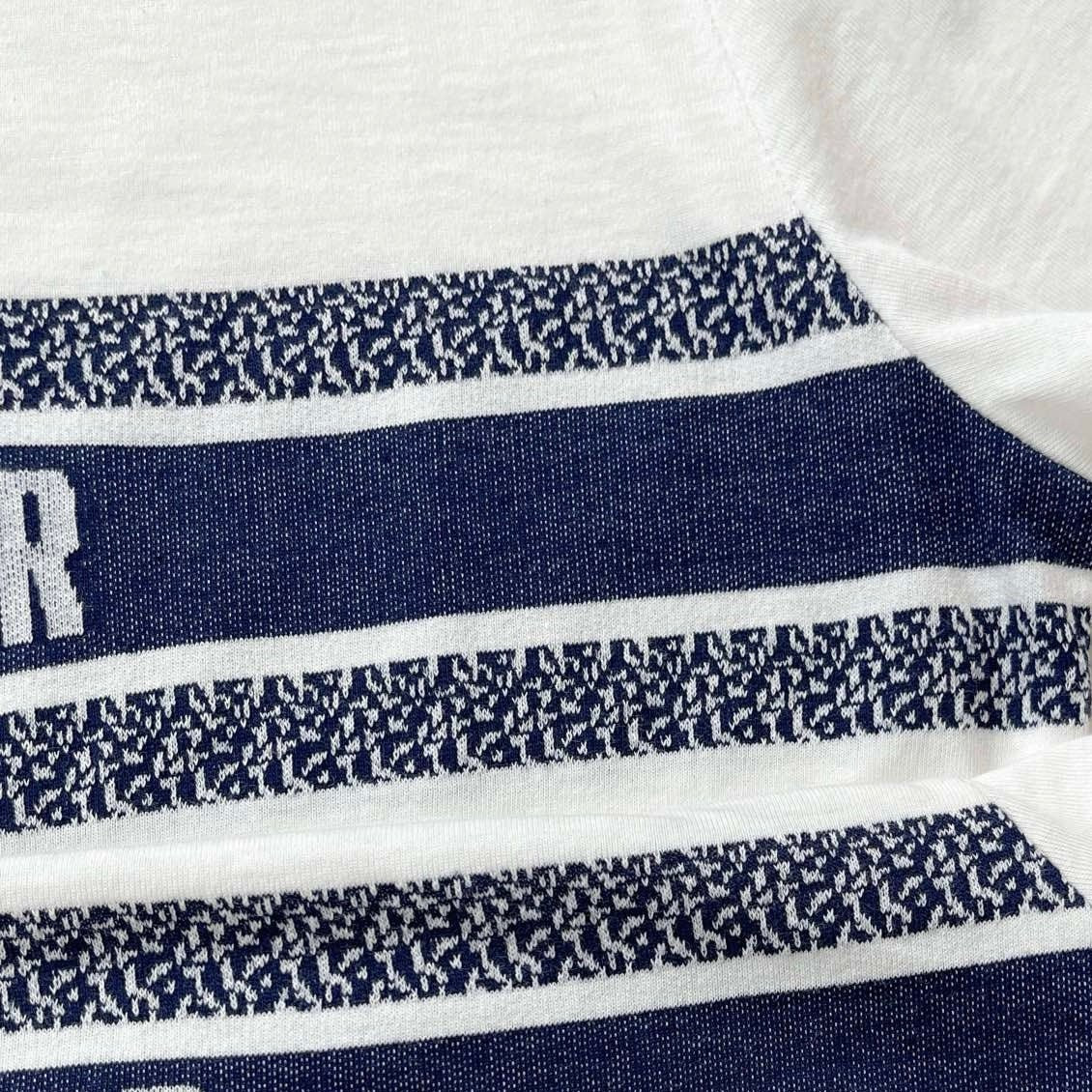 DIOR T-Shirt White and Navy Blue Cotton Jersey