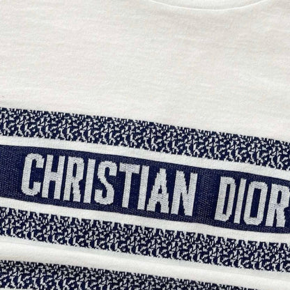 DIOR T-Shirt White and Navy Blue Cotton Jersey