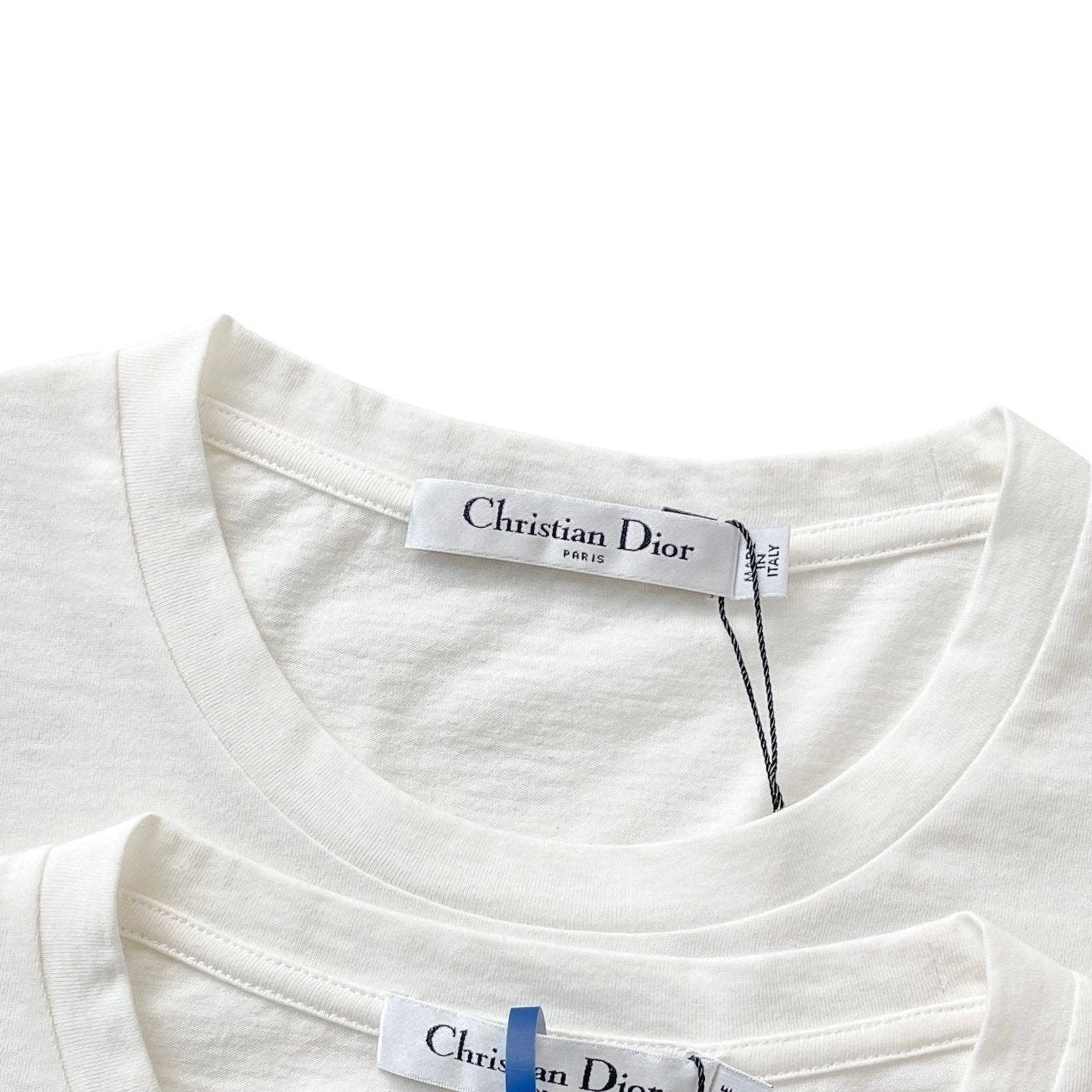 DIOR T-Shirt White and Navy Blue Cotton Jersey