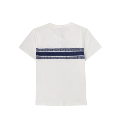 DIOR T-Shirt White and Navy Blue Cotton Jersey