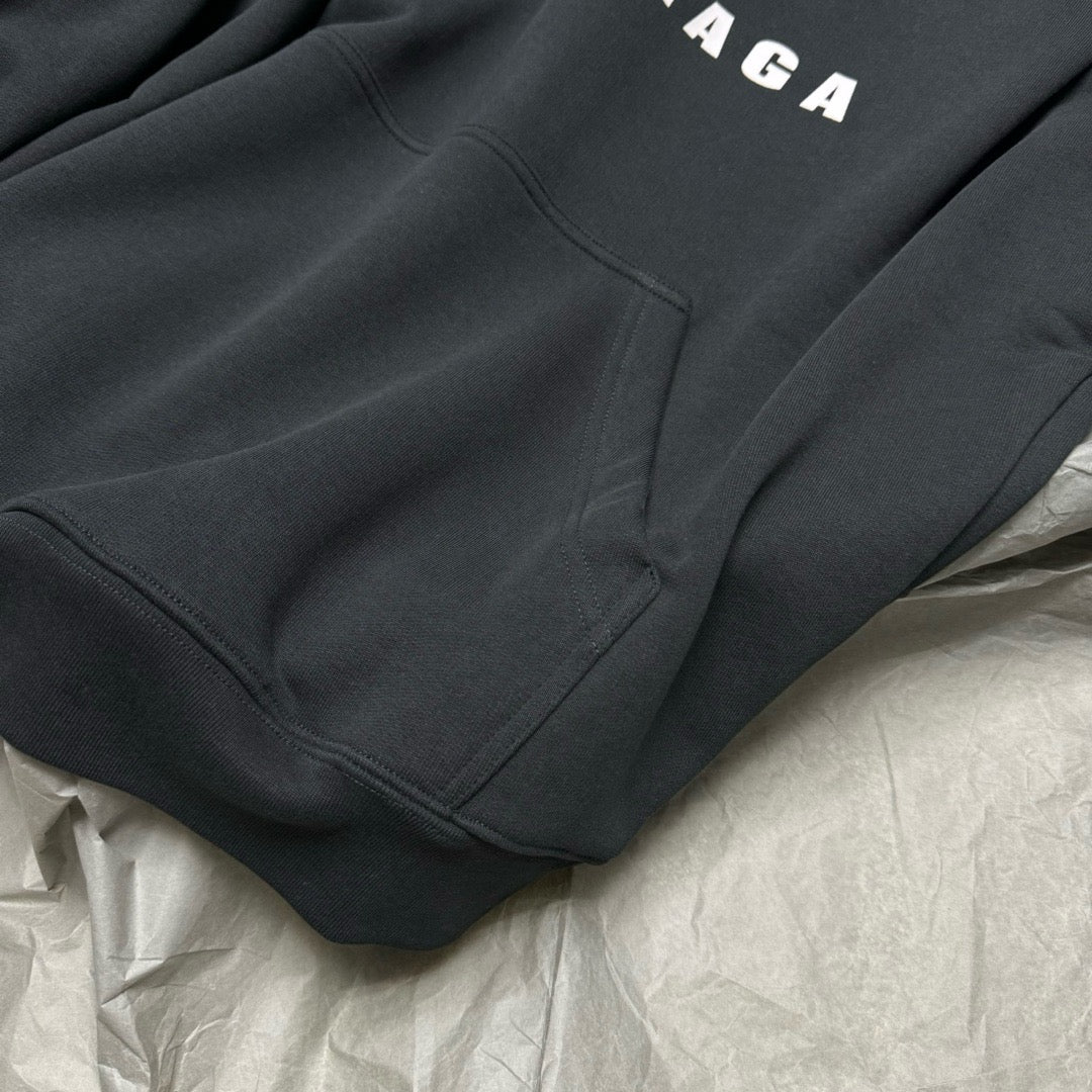 BALENCIAGA MEN'S LOOP SPORTS ICON HOODIE MEDIUM FIT IN BLACK