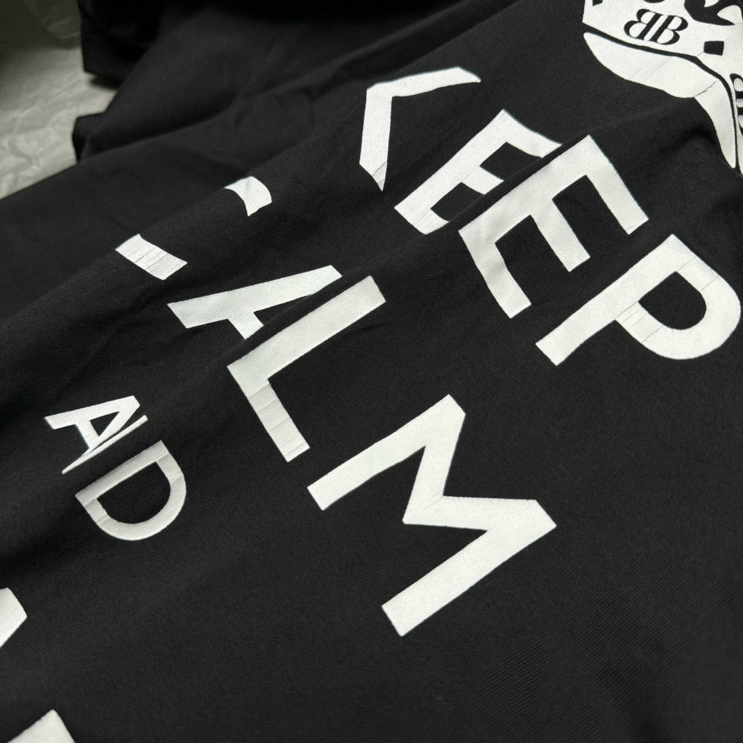 BALENCIAGA KEEP CALM T-SHIRT OVERSIZED IN BLACK FADED