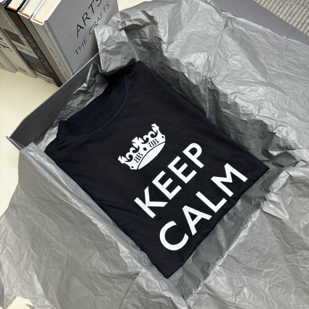 BALENCIAGA KEEP CALM T-SHIRT OVERSIZED IN BLACK FADED