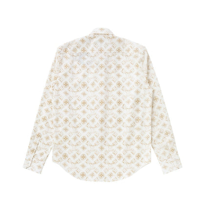 Louis Vuitton Monogram Long-Sleeved Cotton Shirt White