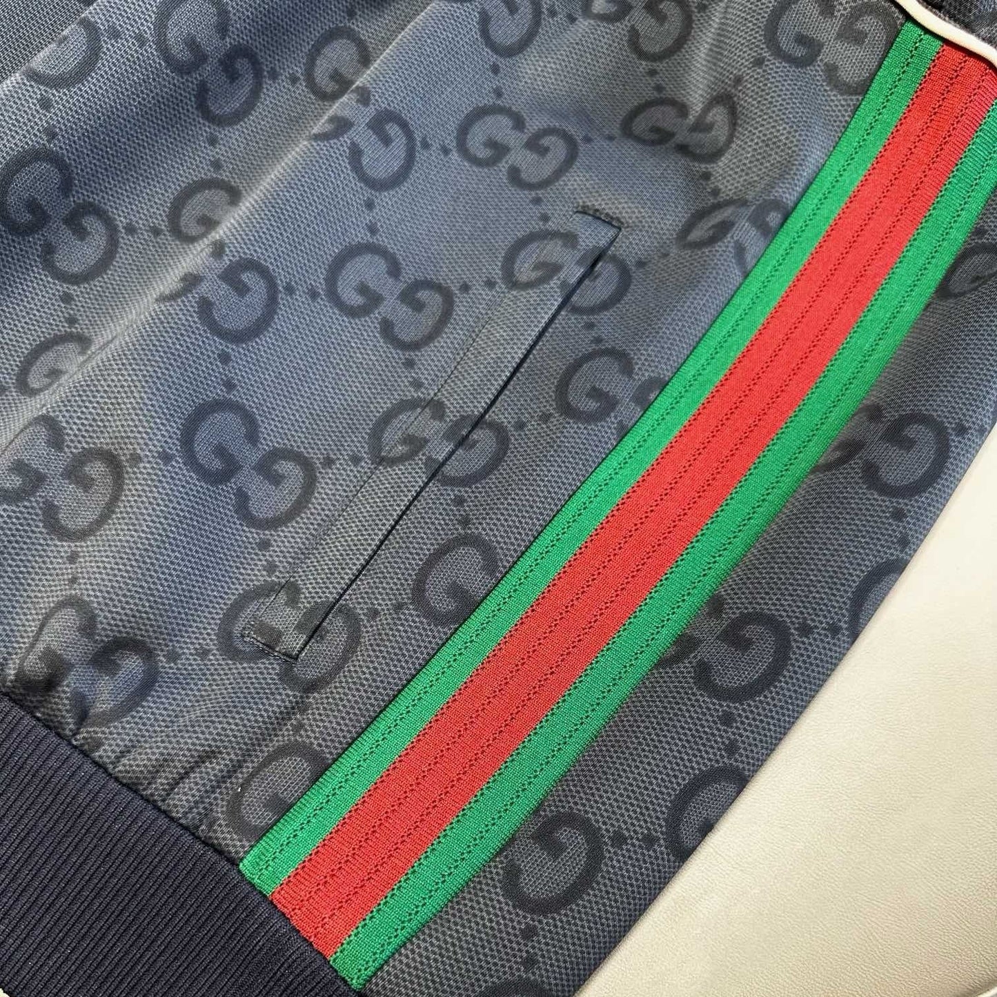 GUCCI JUMBO GG ZIP JACKET WITH WEB