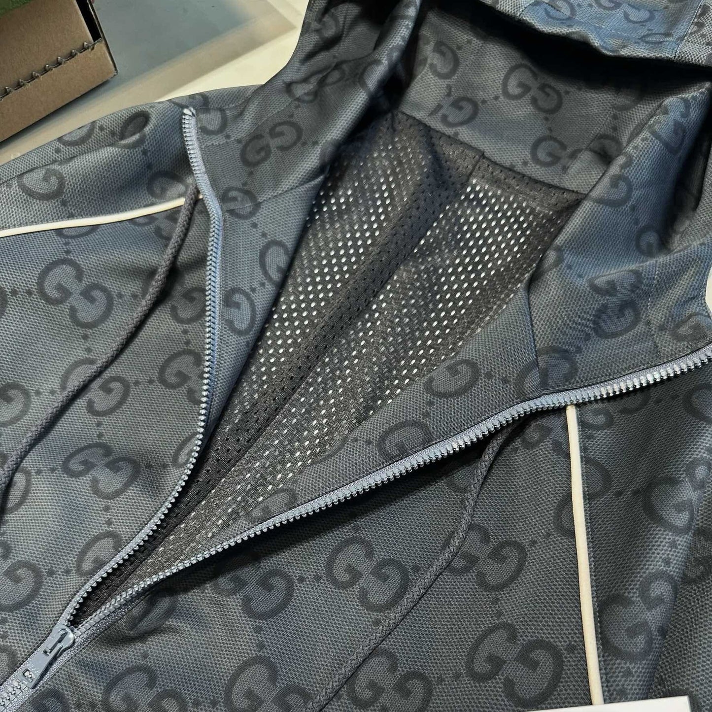 GUCCI JUMBO GG ZIP JACKET WITH WEB