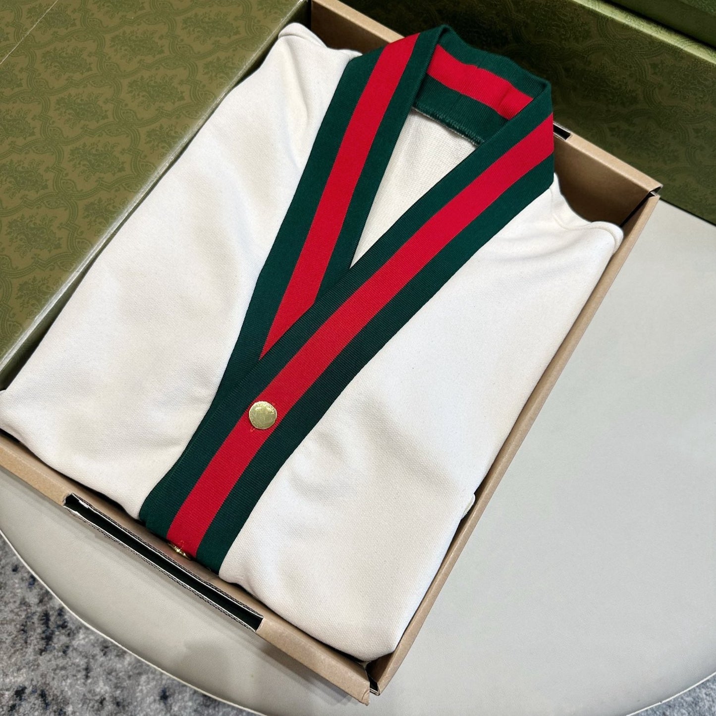 GUCCI COTTON JERSEY CARDIGAN WITH WEB